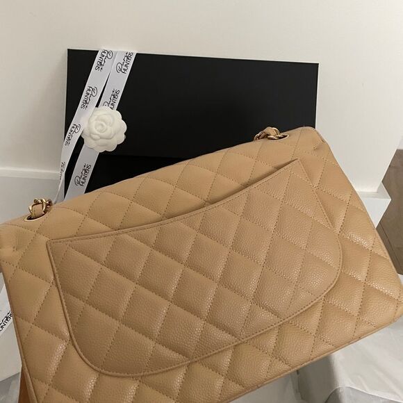 100% authentic CHANEL jumbo double flap beige clair caviar GHW - Picture 6 of 8